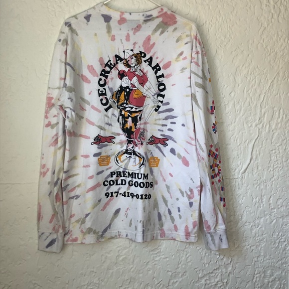 Ice Cream Tie Dye Graphic T Shirt Long Sleeve BBC - Picture 2 of 10
